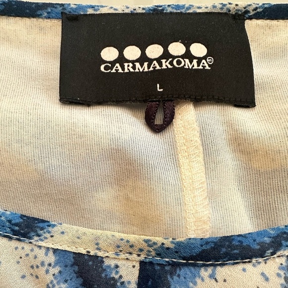 Carmakoma Blue and White Patterned Summer Dress - Picture 4 of 6